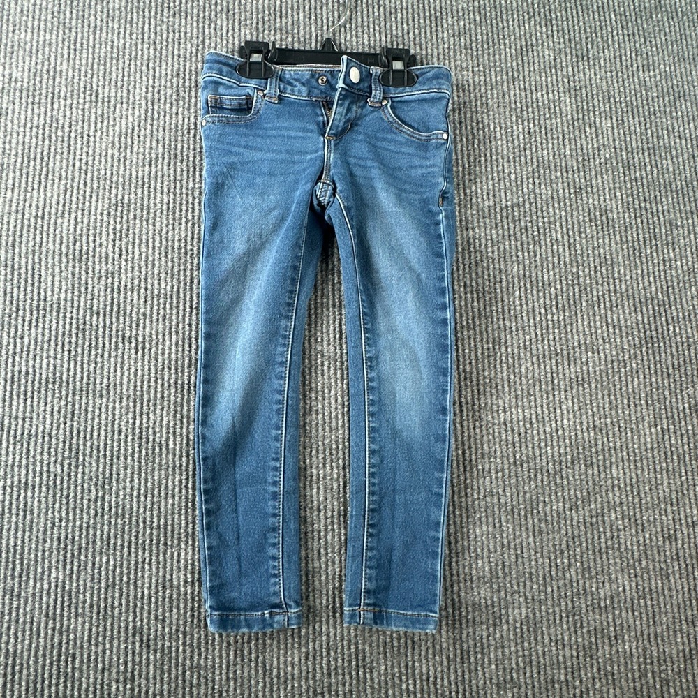 Wonder Nation Girls Skinny Jeans Medium Wash Blue Denim Size 5 Snap Fly